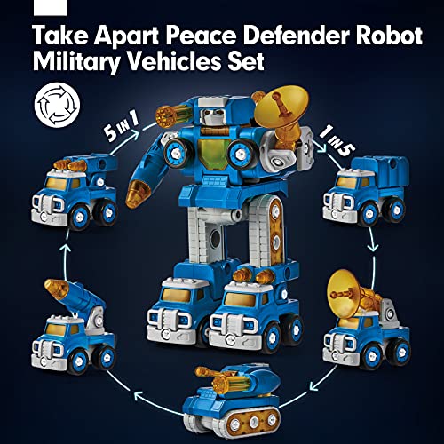 CubicFun Take Apart Robot Toys Vehicle Set 5 in 1 Construction Toys for 5 Year Old Boys STEM Toys Vehicles Transform into Robot for Kids Toys for 6 7 Year Old Boys Kids Building Toys Ages 5+ from CubicFun