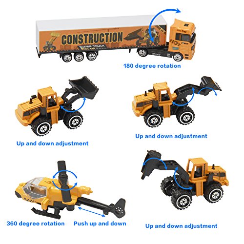 Oumoda 11 in 1 Transport Car, Die-cast Construction Truck Vehicle Car Toy Set Play Vehicles in Carrier Truck, Vehicles Toys Gifts for Age 6 + Years Old Kids, Boys and Girls by Oumoda