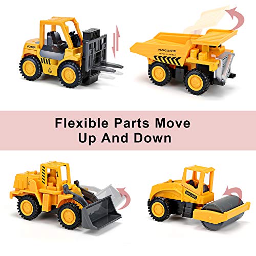 Construction Vehicles Truck Toys Set with Play Mat, Mini Engineering Diecast Trucks Pull Back cars, Alloy Metal Car Play Set with 6 Road Signs, 4 Trucks and Play Mat, Toy Trucks for Toddlers, Kids from SunbriloStore