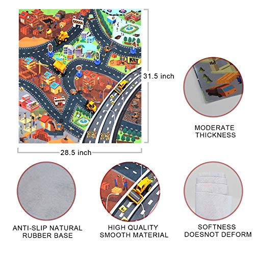 Construction Vehicles Truck Toys Set with Play Mat, Mini Engineering Diecast Trucks Pull Back cars, Alloy Metal Car Play Set with 6 Road Signs, 4 Trucks and Play Mat, Toy Trucks for Toddlers, Kids from SunbriloStore