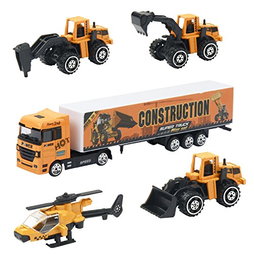 Oumoda 11 in 1 Transport Car, Die-cast Construction Truck Vehicle Car Toy Set Play Vehicles in Carrier Truck, Vehicles Toys Gifts for Age 6 + Years Old Kids, Boys and Girls by Oumoda