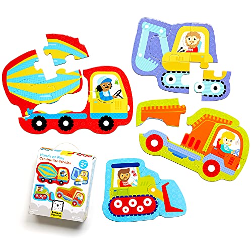 Banana Panda - Hands at Play Construction Vehicles - Jigsaw Puzzle Set - includes 4 Large Progressive Puzzles for Kids Ages 2 Years and Up from Banana Panda