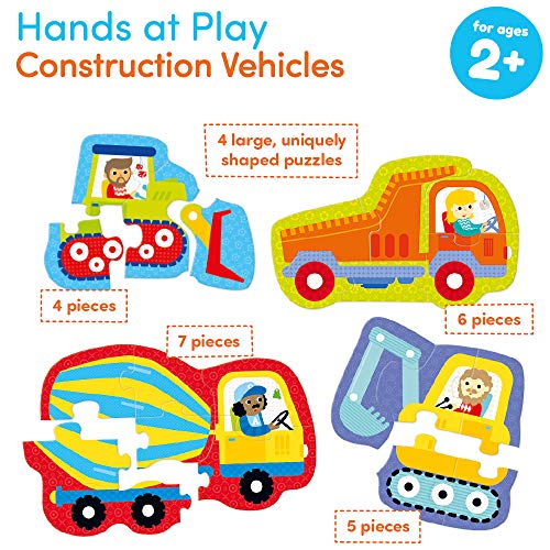 Banana Panda - Hands at Play Construction Vehicles - Jigsaw Puzzle Set - includes 4 Large Progressive Puzzles for Kids Ages 2 Years and Up from Banana Panda