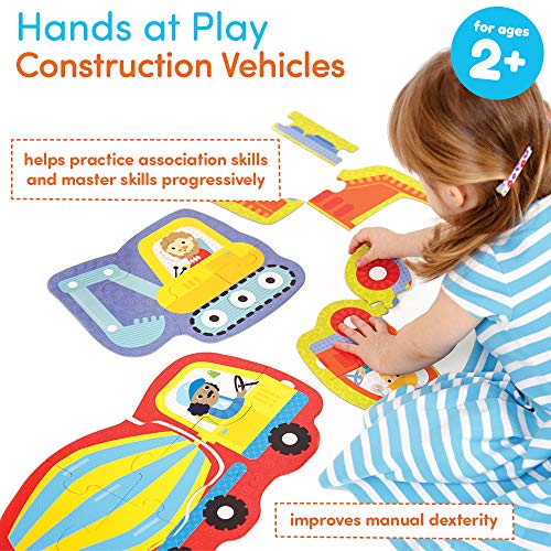 Banana Panda - Hands at Play Construction Vehicles - Jigsaw Puzzle Set - includes 4 Large Progressive Puzzles for Kids Ages 2 Years and Up from Banana Panda