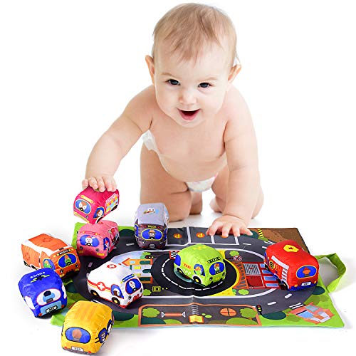 Soft Car Toy Set with Play Mat for 1 Year Old Baby,Toddlers,Boys and Girls ( 9 Vehicle and a Play mat/Storage Bag) | Baby Toys 12-18 Months| Toys for 1 Year Old boy from Titain Creations