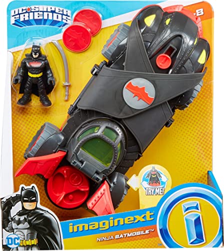 Imaginext DC Super Friends Batman Toy Car, Ninja Armor Batmobile, Transforming Vehicle with Batman Figure & Play Pieces for Preschool Kids from Fisher-Price