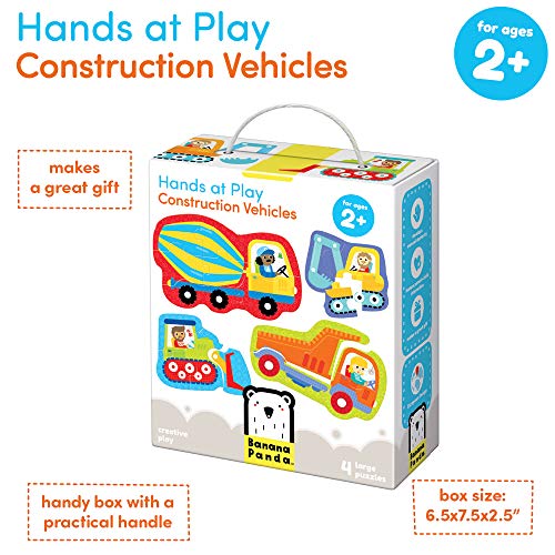 Banana Panda - Hands at Play Construction Vehicles - Jigsaw Puzzle Set - includes 4 Large Progressive Puzzles for Kids Ages 2 Years and Up from Banana Panda