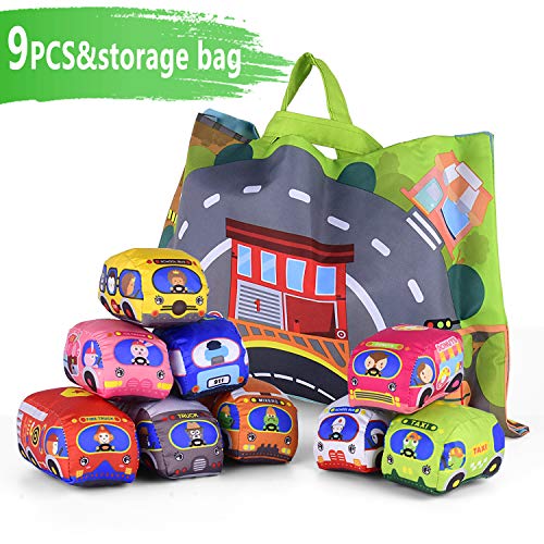 Soft Car Toy Set with Play Mat for 1 Year Old Baby,Toddlers,Boys and Girls ( 9 Vehicle and a Play mat/Storage Bag) | Baby Toys 12-18 Months| Toys for 1 Year Old boy from Titain Creations