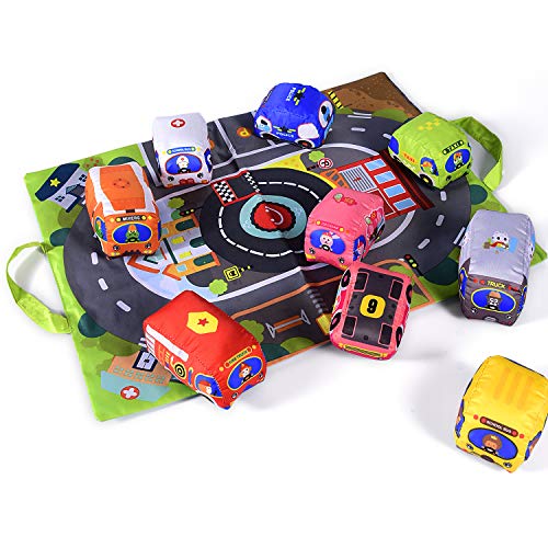 Soft Car Toy Set with Play Mat for 1 Year Old Baby,Toddlers,Boys and Girls ( 9 Vehicle and a Play mat/Storage Bag) | Baby Toys 12-18 Months| Toys for 1 Year Old boy from Titain Creations