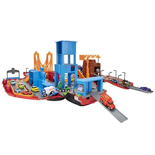 Micro Machines Super Van City Playset - Includes 12 MM Vehicles, Working Bridge, Construction Site, High Rise Building, Drag Strip, Ramps - Collect Them All by Jazwares, LLC