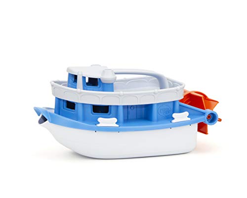 Green Toys Paddle Boat, Blue/Grey - Pretend Play, Motor Skills, Kids Bath Toy Floating Pouring Vehicle. No BPA, phthalates, PVC. Dishwasher Safe, Recycled Plastic, Made in USA. from Green Toys