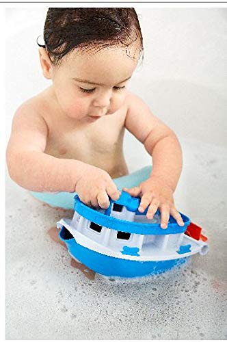 Green Toys Paddle Boat, Blue/Grey - Pretend Play, Motor Skills, Kids Bath Toy Floating Pouring Vehicle. No BPA, phthalates, PVC. Dishwasher Safe, Recycled Plastic, Made in USA. from Green Toys