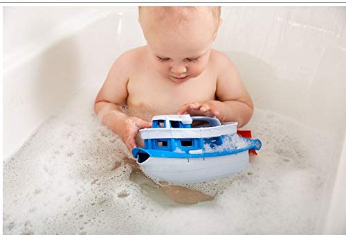 Green Toys Paddle Boat, Blue/Grey - Pretend Play, Motor Skills, Kids Bath Toy Floating Pouring Vehicle. No BPA, phthalates, PVC. Dishwasher Safe, Recycled Plastic, Made in USA. from Green Toys