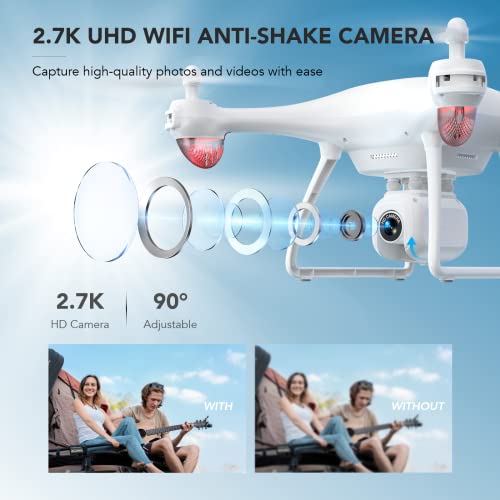 Potensic Upgraded P5 Drone with 2.7K Camera for Adults and Beginners, FPV Quadcopter Helicopter with Gravity Sensor, Trajectory Flight and 3D Flip, Altitude Hold, Headless Mode, 40 Mins Flight Time from Potensic