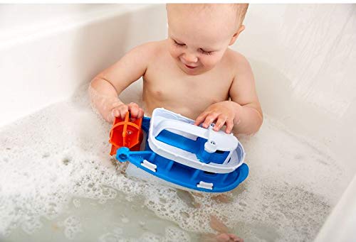Green Toys Paddle Boat, Blue/Grey - Pretend Play, Motor Skills, Kids Bath Toy Floating Pouring Vehicle. No BPA, phthalates, PVC. Dishwasher Safe, Recycled Plastic, Made in USA. from Green Toys