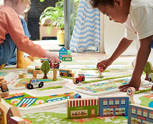 IVI Mini City Thick 3D Kids Play Mat Rug, 71" L x 53" W, Non-Toxic, Stain Resistant, Educational Montessori Activity Toys for Kids by IVI World LLC