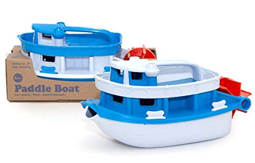 Green Toys Paddle Boat, Blue/Grey - Pretend Play, Motor Skills, Kids Bath Toy Floating Pouring Vehicle. No BPA, phthalates, PVC. Dishwasher Safe, Recycled Plastic, Made in USA. from Green Toys