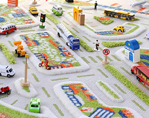 IVI Mini City Thick 3D Kids Play Mat Rug, 71" L x 53" W, Non-Toxic, Stain Resistant, Educational Montessori Activity Toys for Kids by IVI World LLC