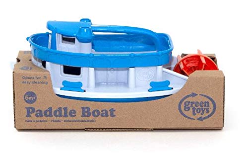 Green Toys Paddle Boat, Blue/Grey - Pretend Play, Motor Skills, Kids Bath Toy Floating Pouring Vehicle. No BPA, phthalates, PVC. Dishwasher Safe, Recycled Plastic, Made in USA. from Green Toys