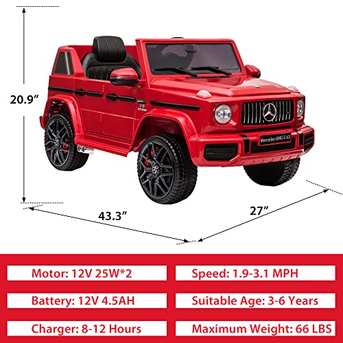 TOBBI 12V Licensed Mercedes-Benz G63 Kids Ride On Cars Toys with Remote Control,Spring Suspension System,Openable Doors,Music,LED Lights(Red) by TOBBI