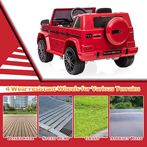 TOBBI 12V Licensed Mercedes-Benz G63 Kids Ride On Cars Toys with Remote Control,Spring Suspension System,Openable Doors,Music,LED Lights(Red) by TOBBI