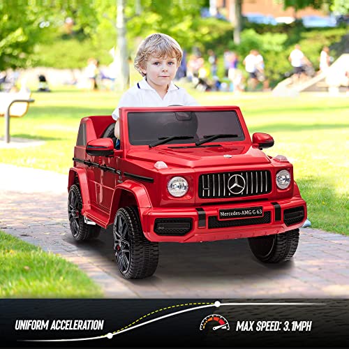 TOBBI 12V Licensed Mercedes-Benz G63 Kids Ride On Cars Toys with Remote Control,Spring Suspension System,Openable Doors,Music,LED Lights(Red) by TOBBI