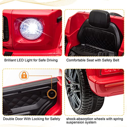 TOBBI 12V Licensed Mercedes-Benz G63 Kids Ride On Cars Toys with Remote Control,Spring Suspension System,Openable Doors,Music,LED Lights(Red) by TOBBI