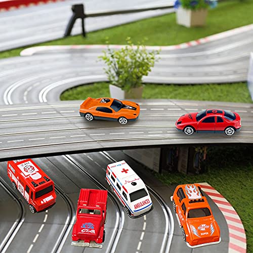 Tcvents 24 Pack Mini Plastic Vehicles & Trucks & Race Car Toys Set for Kids Toddlers Boys Girls, Ambulances/Fire Trucks/Race Cars/ Off-Road Vehicle Cars Toy Play Set for Party Favors Cake Topper by Tcvents