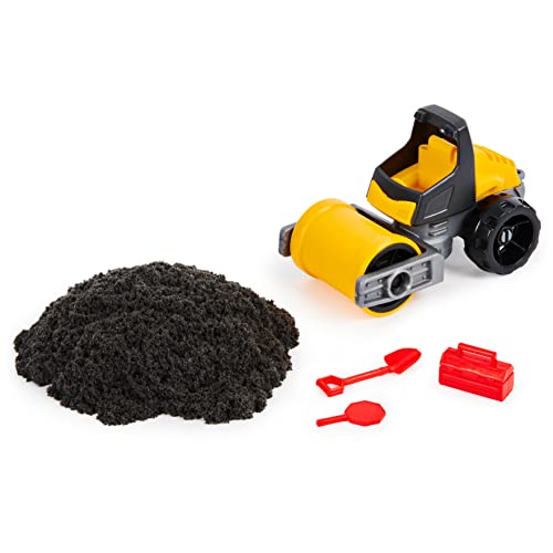 Kinetic Sand, Pave & Play Construction Set with Vehicle and 8oz Black, for Kids Aged 3 and up by Spin Master