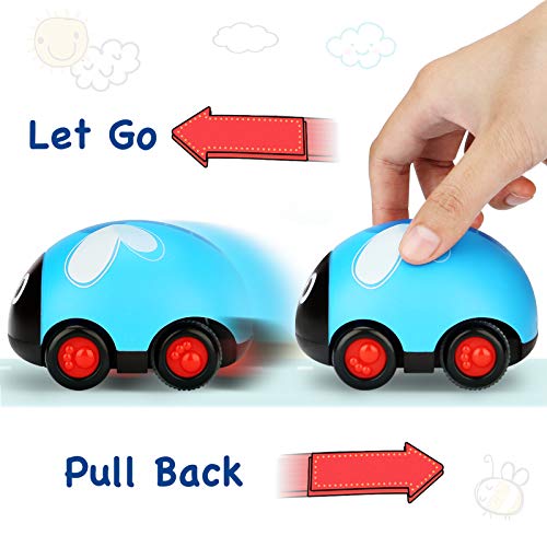 LiKee Animals Pull Back Cars Friction Powered Vehicle Play Set Push and Go Back and Forth Car Toys Party Gifts Stocking Fillers for Toddlers Kids Boys Girls Age 3+ Years Old (4 Packs) by LiKee