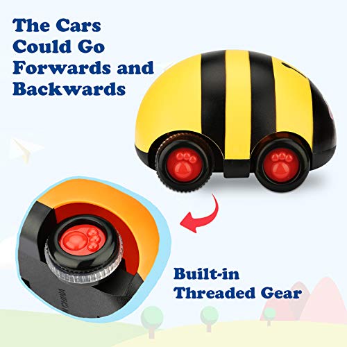 LiKee Animals Pull Back Cars Friction Powered Vehicle Play Set Push and Go Back and Forth Car Toys Party Gifts Stocking Fillers for Toddlers Kids Boys Girls Age 3+ Years Old (4 Packs) by LiKee