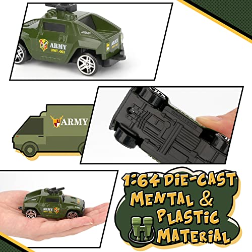 Diecast Military Vehicles Army Toy Mini Pocket Size Play Models Truck Tanks Helicopter for Kids Boys Age 3 4 5,Pack of 6 by DE SONG TOYS FACTORY