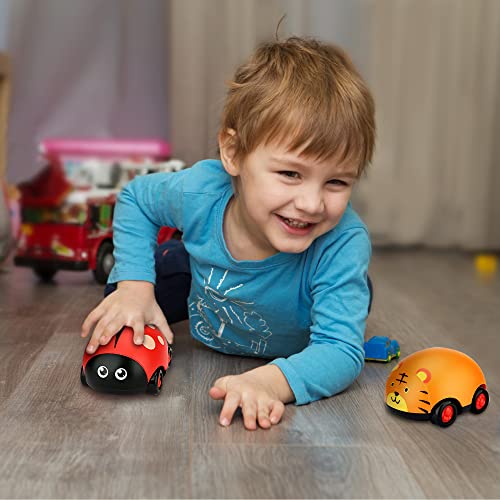 LiKee Animals Pull Back Cars Friction Powered Vehicle Play Set Push and Go Back and Forth Car Toys Party Gifts Stocking Fillers for Toddlers Kids Boys Girls Age 3+ Years Old (4 Packs) by LiKee