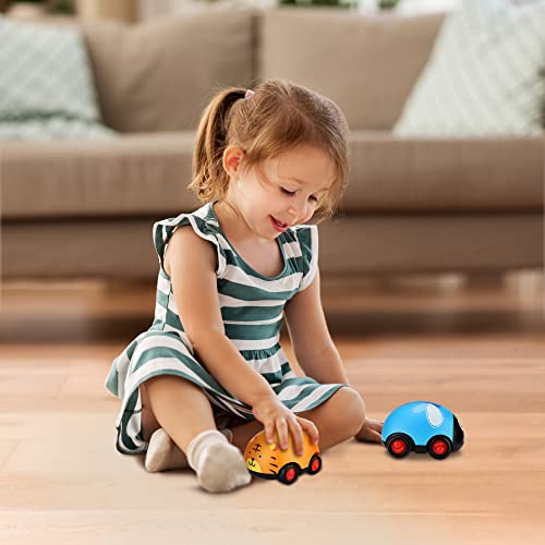 LiKee Animals Pull Back Cars Friction Powered Vehicle Play Set Push and Go Back and Forth Car Toys Party Gifts Stocking Fillers for Toddlers Kids Boys Girls Age 3+ Years Old (4 Packs) by LiKee