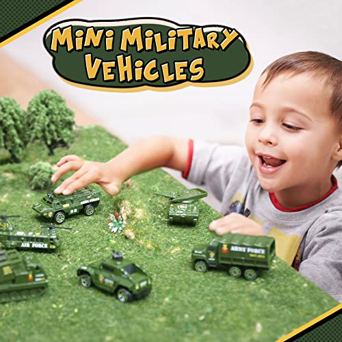 Diecast Military Vehicles Army Toy Mini Pocket Size Play Models Truck Tanks Helicopter for Kids Boys Age 3 4 5,Pack of 6 by DE SONG TOYS FACTORY