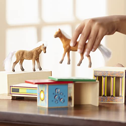 Melissa & Doug Horse Carrier Wooden Vehicle Play Set With 2 Flocked Horses and Pull-Down Ramp from Melissa & Doug