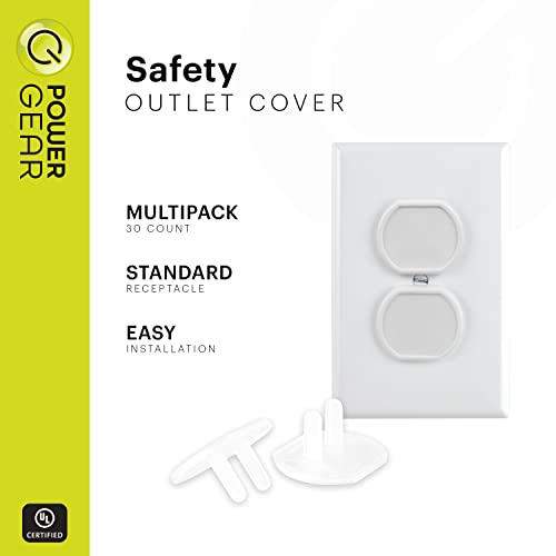 Power Gear Plastic, Shock Prevention, Child Safe, Baby proofing, Easy Install, UL Listed, Clear, Outlet Covers, 60 Pack, White, 69312 from Jasco Products Company, LLC