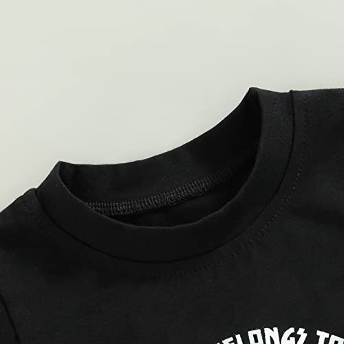 Infant Baby Boys Summer Clothes Solid Color Short Sleeve T-Shirt and Drawstring Shorts Set 2Pcs Toddler Outfits (Black- Mama, 6-12 Months) by MA&BABY