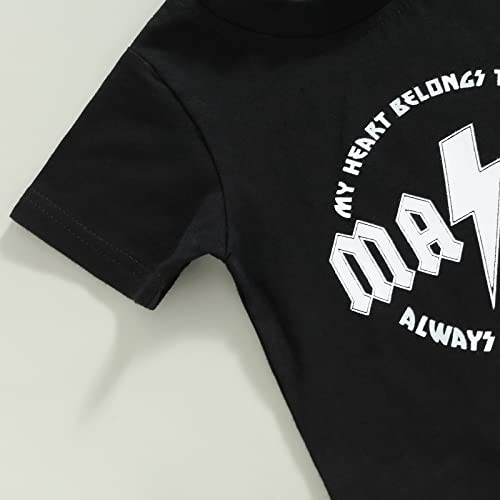 Infant Baby Boys Summer Clothes Solid Color Short Sleeve T-Shirt and Drawstring Shorts Set 2Pcs Toddler Outfits (Black- Mama, 6-12 Months) by MA&BABY