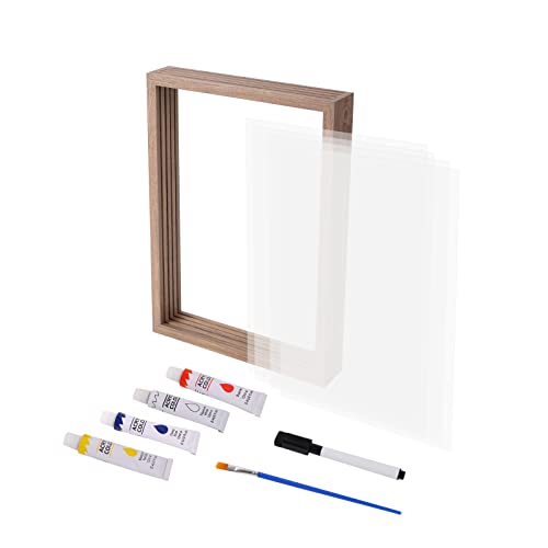 Family Handprint Kit, DIY Craft Keepsake Wooden Frame, Endless Gift Set, Non-Toxic Paints, Transparent Sheets (Brown) by CHEERY CHEERS