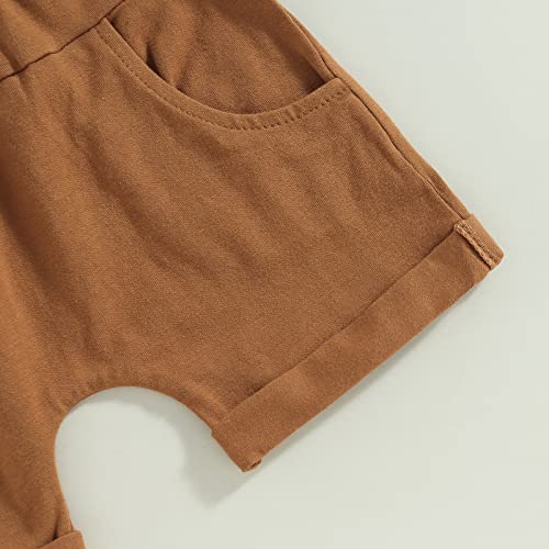 Infant Baby Boys Summer Clothes Solid Color Short Sleeve T-Shirt and Drawstring Shorts Set 2Pcs Toddler Outfits (Black- Mama, 6-12 Months) by MA&BABY