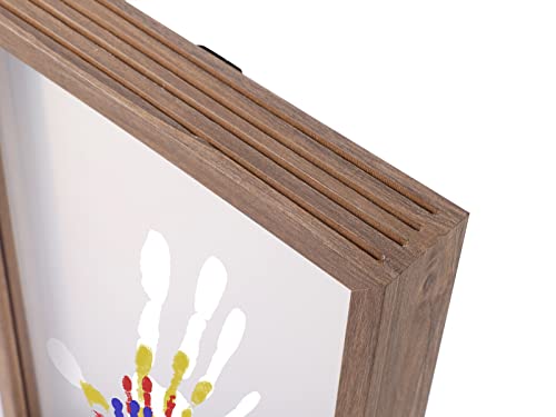 Family Handprint Kit, DIY Craft Keepsake Wooden Frame, Endless Gift Set, Non-Toxic Paints, Transparent Sheets (Brown) by CHEERY CHEERS
