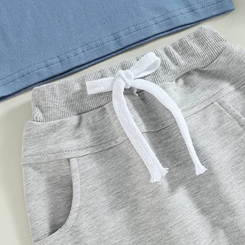 Newborn Baby Boy Summer Clothes Mothers Day Outfit Letter Short Sleeve T-Shirt Tops Solid Shorts Set 2Pcs Casual Clothing(A-Mamas Blue,0-3 Months) from Bonangber