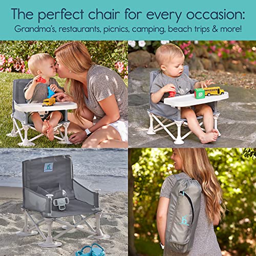 hiccapop Omniboost Travel Booster Seat with Tray for Baby | Folding Portable High Chair for Eating, Camping, Beach, Lawn, Grandmaâs | Tip-Free Design Straps to Kitchen Chairs - Go-Anywhere High Chair from hiccapop