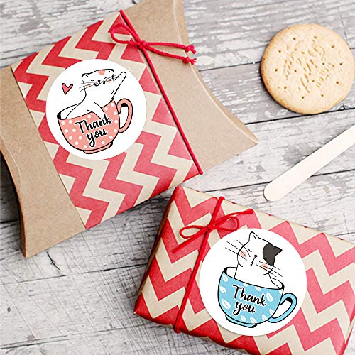 Kawaii Cat Thank You Stickers Round Cartoon Animal Adhesive Seal Labels for Greeting Cards Handmade Gift Decoration Labels Kids Reward Sealing Sticker Stationeryï¼500pcs/roll from Dartsz