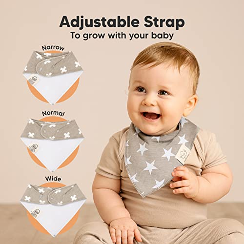 Organic Baby Bandana Drool Bibs - Bandana Bibs for Boys, Girls by KeaBabies- Super Absorbent Bandana Drool Bibs - Teething Bibs - Organic Cotton Baby Bibs for Infant (Grayscape) by KeaBabies
