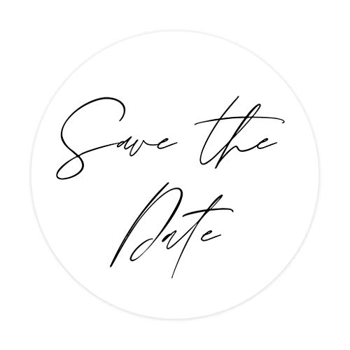 Andaz Press Save The Date Sticker Labels, Calligraphy Design, 2 inch Round Save The Date Seals for Wedding Invitations, Envelope Seals, Envelope Sticker Labels for Wedding Stationery, 120-Pack from Andaz Press