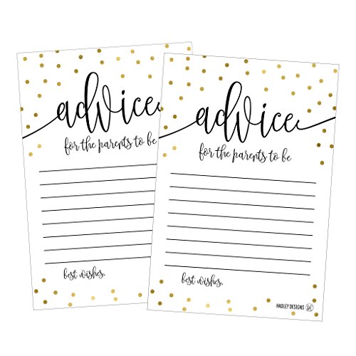 25 Gold New Mommy or Parent Advice Cards For Baby Shower Game Activities Ideas, Expecting Words of Wisdom Message for Parent To Be Boy Girl Co-Ed Couples Gender Reveal Keepsake Alternative Guestbook from Hadley Designs