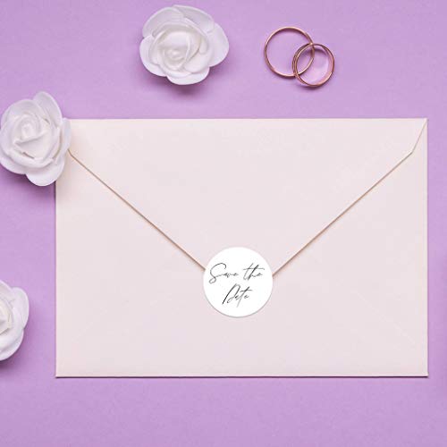 Andaz Press Save The Date Sticker Labels, Calligraphy Design, 2 inch Round Save The Date Seals for Wedding Invitations, Envelope Seals, Envelope Sticker Labels for Wedding Stationery, 120-Pack from Andaz Press