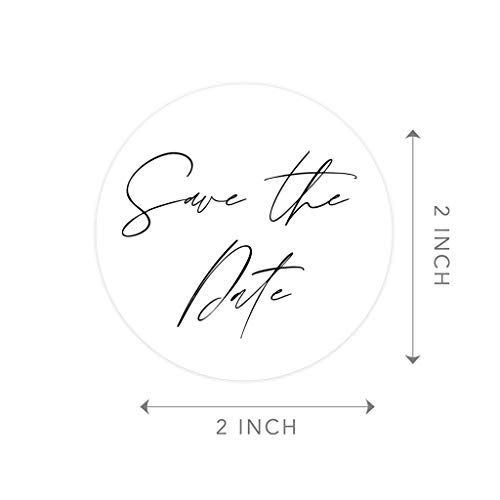 Andaz Press Save The Date Sticker Labels, Calligraphy Design, 2 inch Round Save The Date Seals for Wedding Invitations, Envelope Seals, Envelope Sticker Labels for Wedding Stationery, 120-Pack from Andaz Press